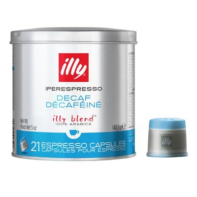 illy Medium Roast Decaffeinated Arabica Coffee Capsules, 21 Count