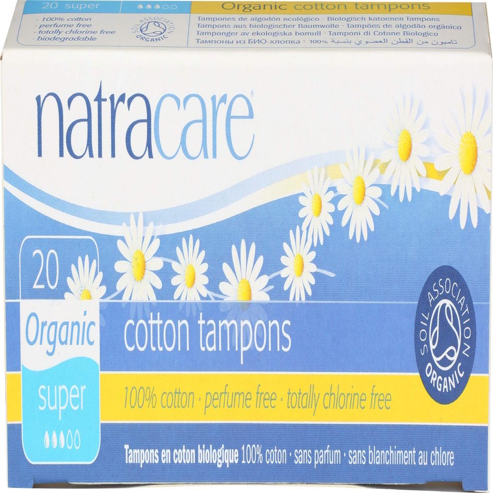 (3 Pack) Natracare Organic Cotton Non-Applicator Tampons Super | 20 Count | 60 Tampons Total