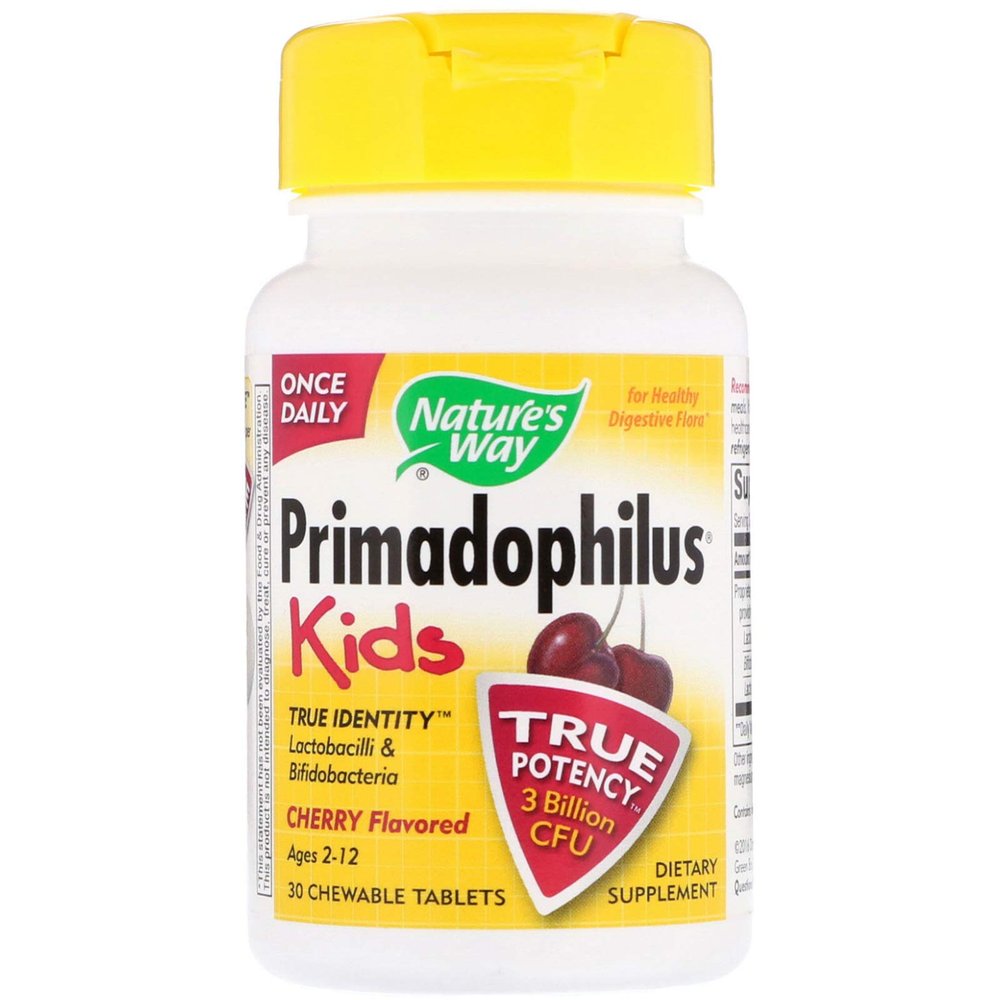 Nature's Way Primadophilus for Kids, Cherry, 30 Count Chewables (Pack of 2)
