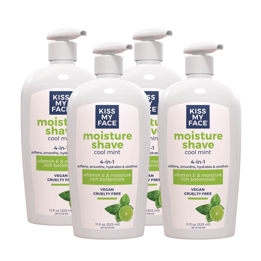 Kiss My Face 4-in-1 Moisture Shave, Cool Mint 11 oz (Pack of 4)