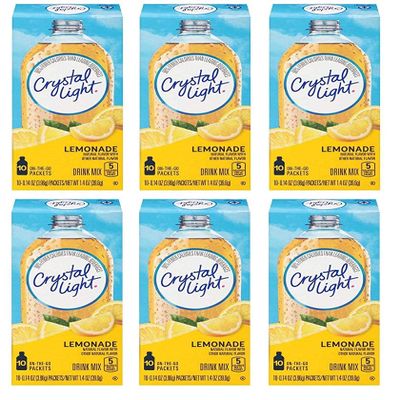 Crystal Light On The Go Natural Lemonade, 10 Count Packets (Pack of 6)
