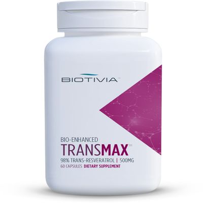 Transmax. 500mg of Trans-Resveratrol + Polydatin for More bio-Availability. High Potency. 100% Vegetarian. No Artificial fillers or additives. Resveratrol Regular Form. 60 Capsules.