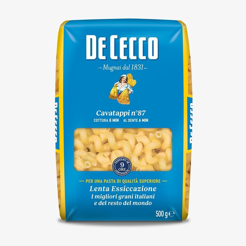 De Cecco Cavatappi No.87 Pasta, 500g Premium Italian Pasta, Bronze Cut, Slow Dried, Macaroni