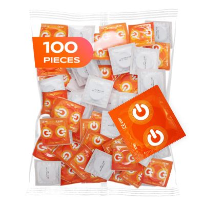 100 Pack of ON Stimulation Condoms, Studded, for Greater Sensation, Pink-Colored, Natural Rubber Latex