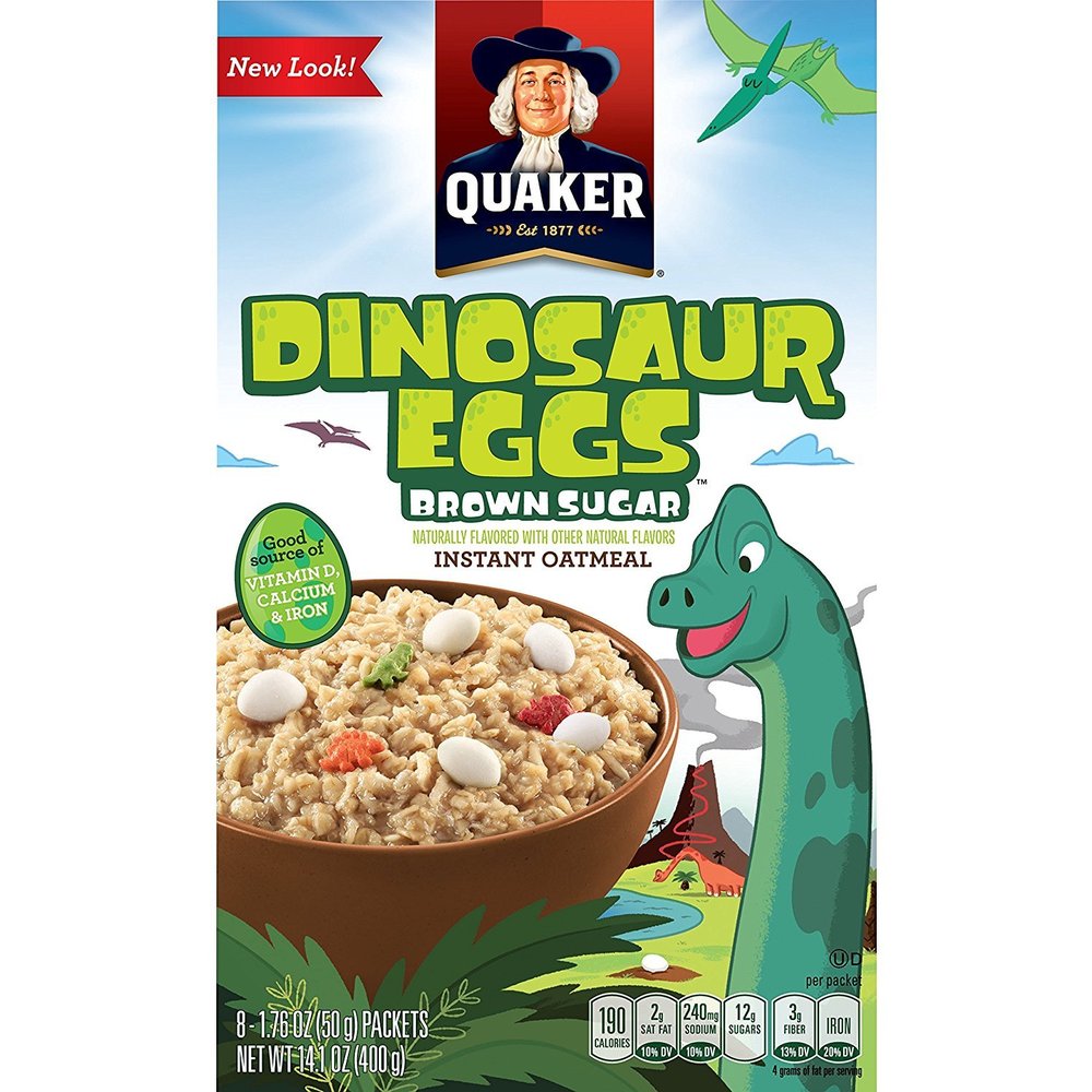Quaker Instant Oatmeal Dinosaur Eggs, Brown Sugar Cereal, 8-Count 14.1 oz. Boxes (Pack of 4) by Quaker Oatmeal [Foods]