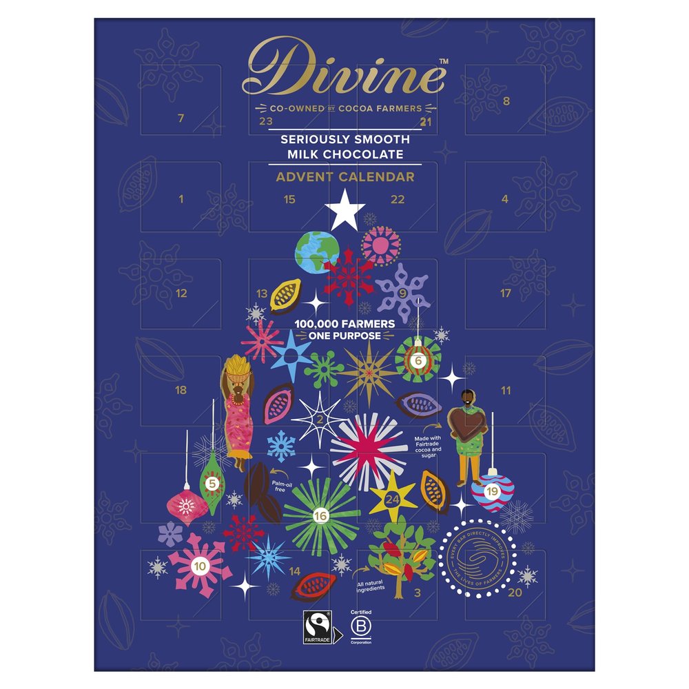 Divine Chocolate FAIR Trade Milk Chocolate Advent Calendar 85g (Pack of 1)