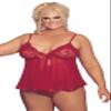 Shirley of Hollywood Sequin Embroidery and Sheer Net Babydoll, Number 96121, Queen Size, Red view 1