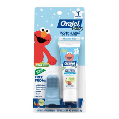 Orajel Baby Tooth and Gum Cleanser 1Oz Sesame Street Flouride Free Mixed Fruit