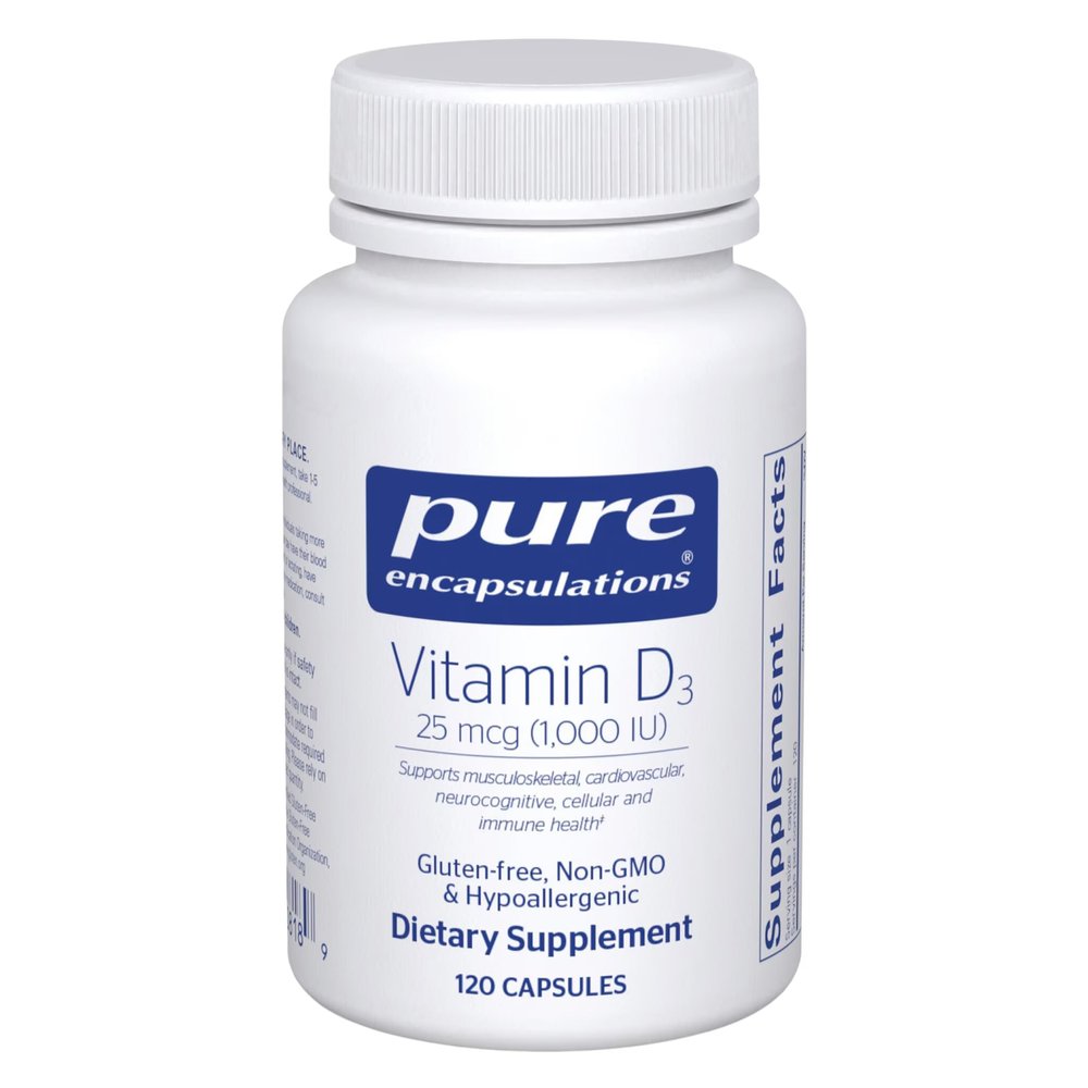 Pure Encapsulations Vitamin D3 1,000 IU - Hypoallergenic Vitamin D Supplement - Immune System, Bone and Muscle Function Support - 120 Capsules