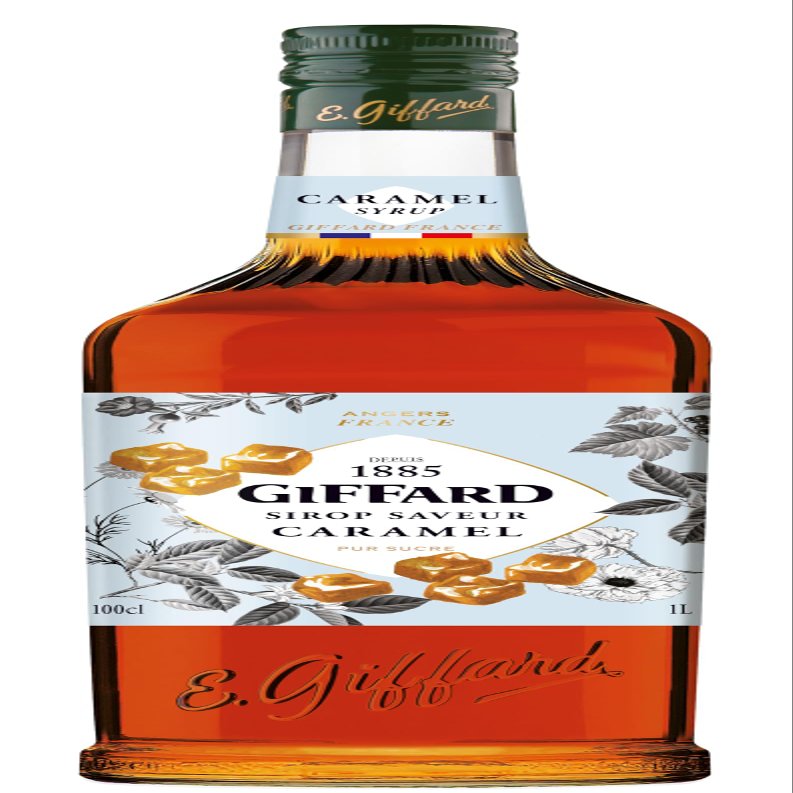 GIFFARD - Caramel Flavour Syrup - French Recipe and Made - Gourmet and Warm - 1 Litre, 0.0% vol, 100cl