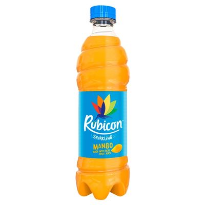 Rubicon Sparkling Mango Flavoured Fizzy Drink with Real Fruit Juice, Handpicked Fruits for a Temptingly Intense Taste "Made of Different Stuff" - 1 x 500ml Bottle