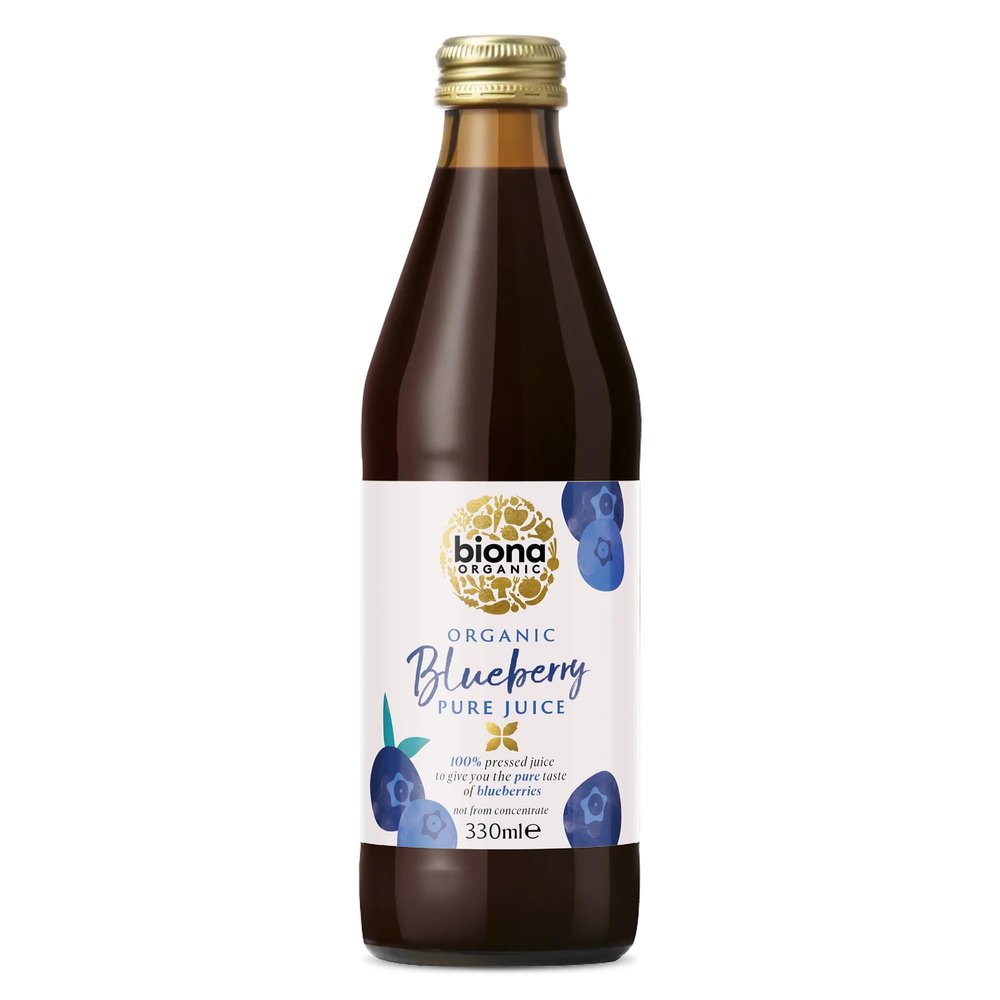 Biona Organic Blueberry Juice, 330ml - 100% Pressed Pure Juice from Organic Farms - Not from Concentrate - No Preservatives or Additives - Suitable for Vegans