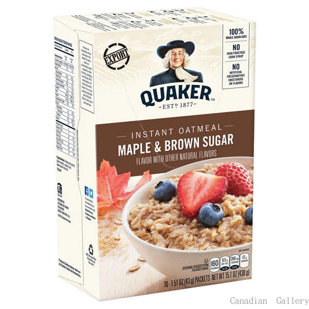 QUAKER INSTANT OATMEAL MAPLE AND BROWN SUGAR 10 x 43G PACKET 430g BOX