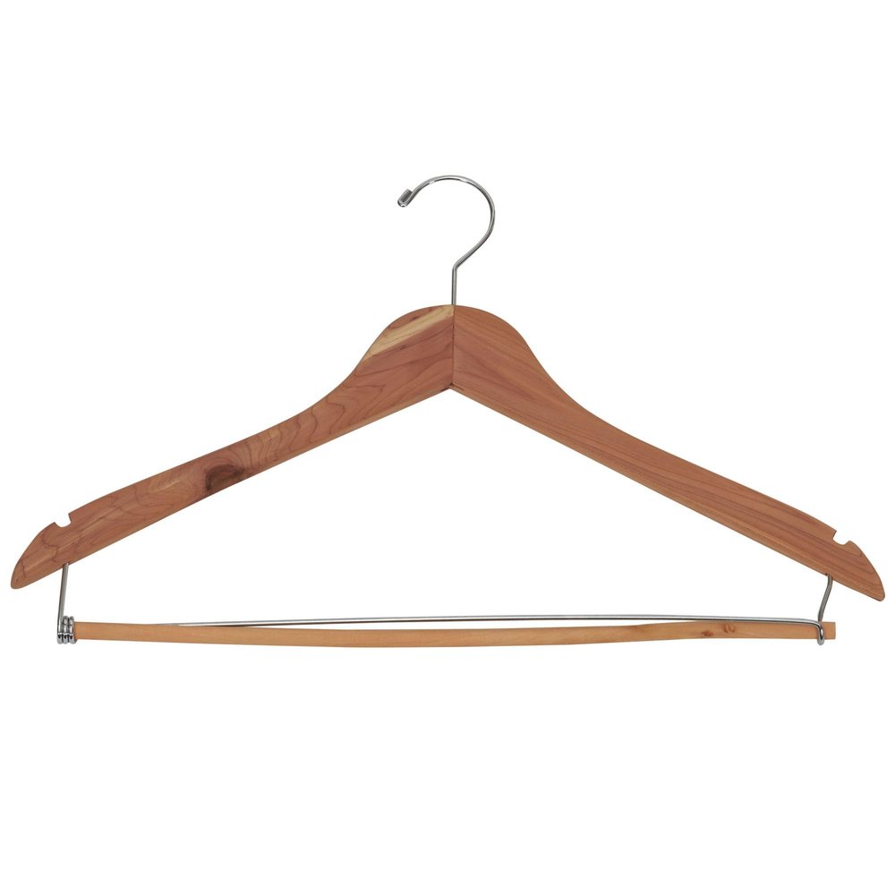Household Essentials CedarFresh 26340 Red Cedar Wood Clothes Hangers | Locking Trouser Bar and Swivel Hook | Set of 4