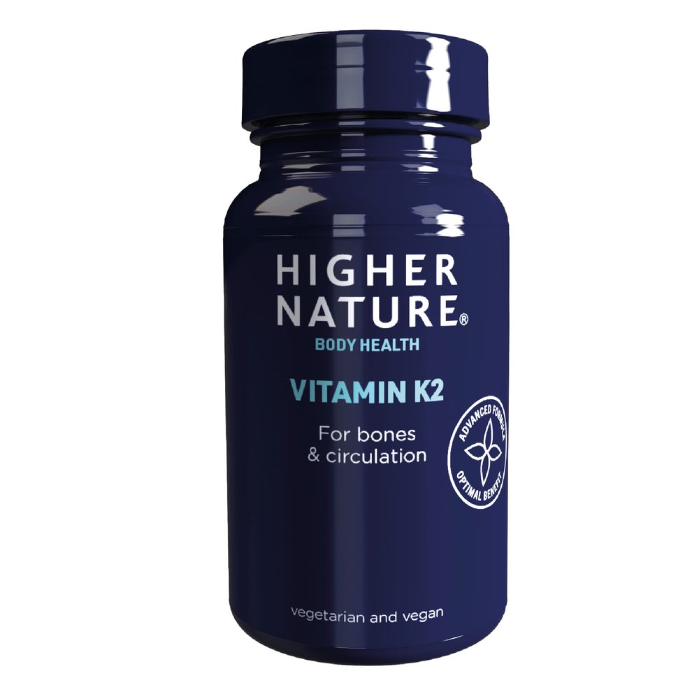 Higher Nature - Vitamin K2 One A Day - Bone & Cardio Support - Vitamin K2 MK7 - Gluten Free - SOYA Free - Vegan & Vegetarian Tablets - 30 Tablets