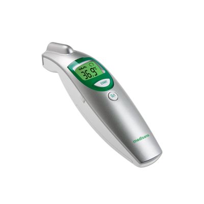 Medisana FTN Infrared non-contact body thermometer, fast reading fever alarm, measures body, surface and ambient temperature, 30-reading memory, colour display and beeps