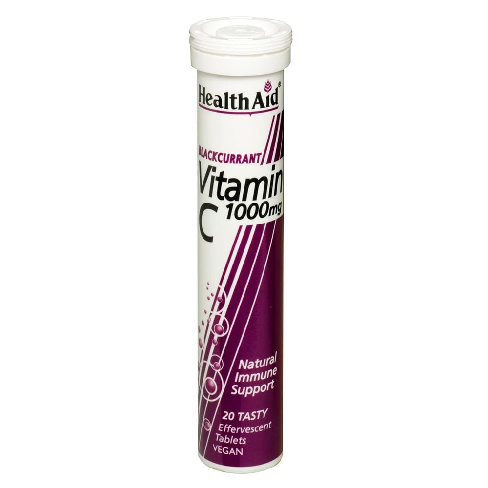 HealthAid Vitamin C 1000mg - Effervescent (Blackcurrant Flavour) - 20 Tablets