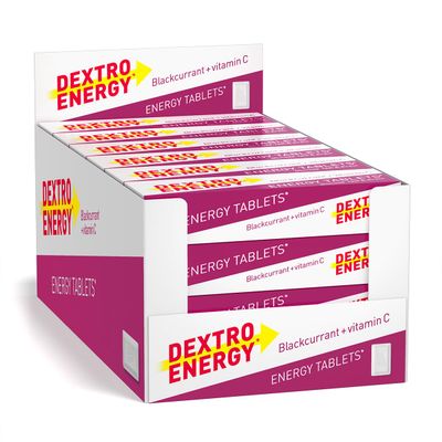 Dextro Energy Blackcurrant Glucose Tablets with Vitamin C, 47 g, 24 Packs, Energy Tablets, for a Quick Burst of Glucose