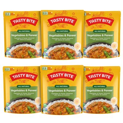 Tasty Bite Indian Entree Jaipur Vegetables 10 Ounce (Pack of 6), Fully Cooked Indian Entre with Vegetables and Paneer Cheese Simmered with Spices and Cashews, Vegetarian, Gluten Free, Ready to Eat