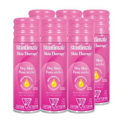 Skintimate Skin Therapy Dry Skin Shave Gel for Women, 6 Pack Shaving Cream for Women, Womens Shaving Cream, Shaving Foam, Womens Shave Gel, Pack of 6, 7oz each