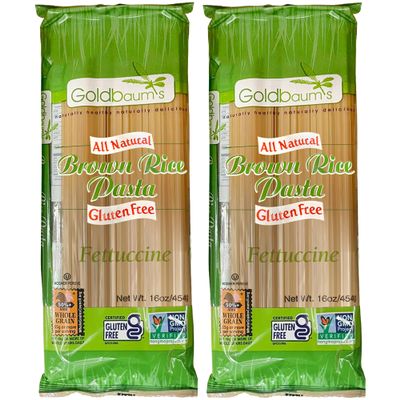 Goldbaums Fettuccine Brown Rice Pasta - Pack of 2 x 450G Flat Pasta - Kosher Certified Gluten Free Non-GMO Wheat Free Dairy Free Whole Grain Pasta