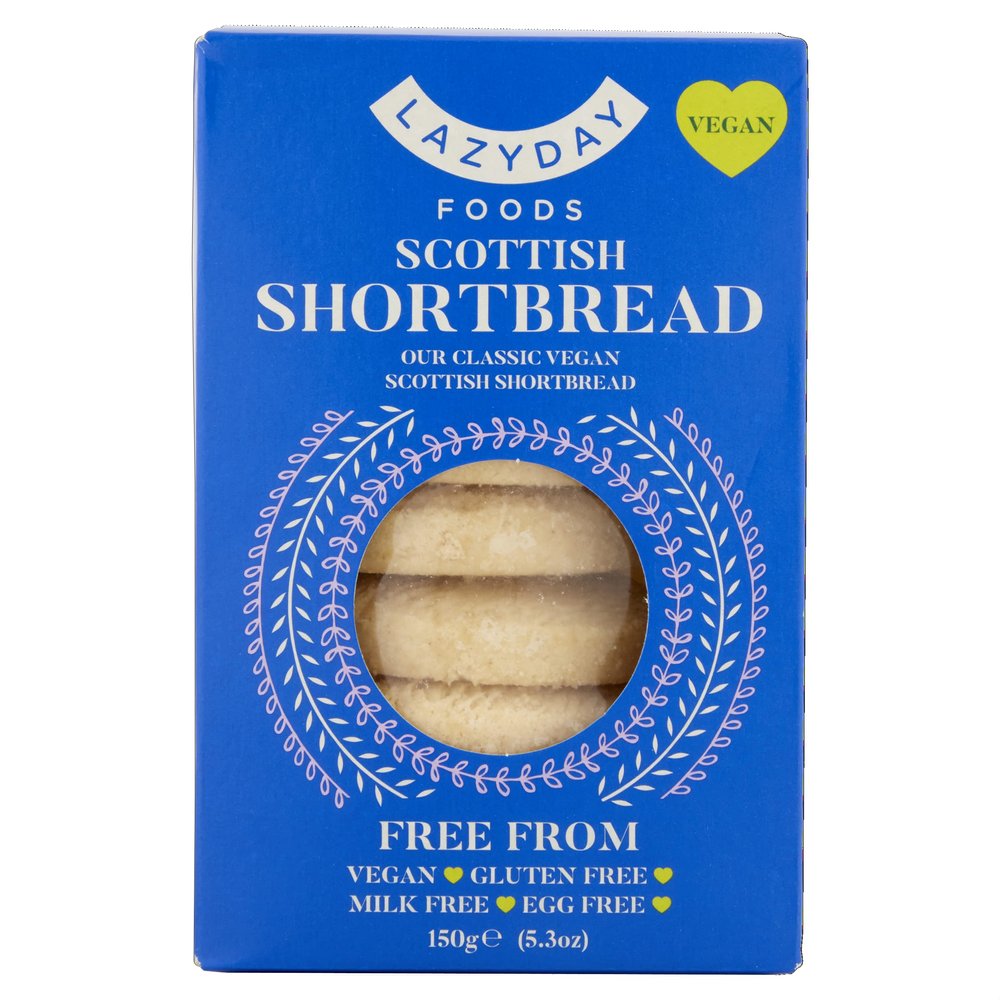 Lazy Day Foods | Scottish Shortbread | Vegan & Vegetarian Friendly - Gluten Free - Egg & Dairy Free | Hand Baked with Ideal Ingredients | 150g