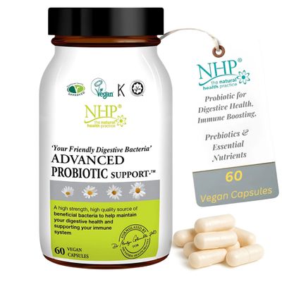 NHP Advanced Probiotic  High-Strength Gut Health & Immune Support Supplement | 22 Billion CFU with Lactobacillus & Bifidobacteria, Gamma Oryzanol & Prebiotics | Vegan, Gluten-Free, 60 Capsules