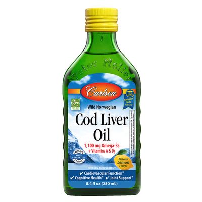 Carlson Labs Norwegian Cod Liver Oil, 1100mg Natural Lemon, 250 ml (Pack of 1)