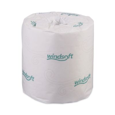 Windsoft 2240 Single Roll Two Ply Premium Bath Tissue, 500 Sheets Per Roll (Case of 96 Rolls)