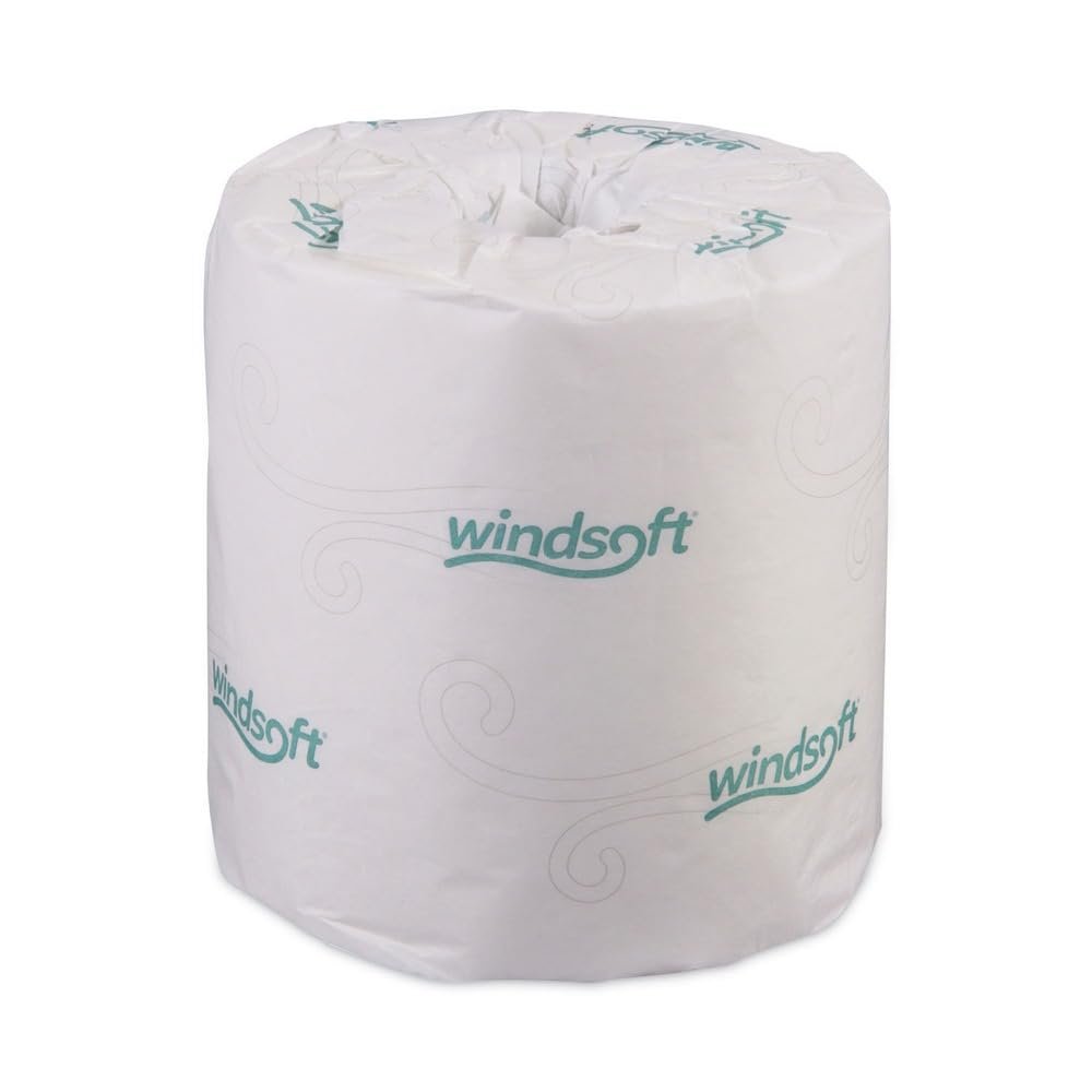 Windsoft 2240 Single Roll Two Ply Premium Bath Tissue, 500 Sheets Per Roll (Case of 96 Rolls)