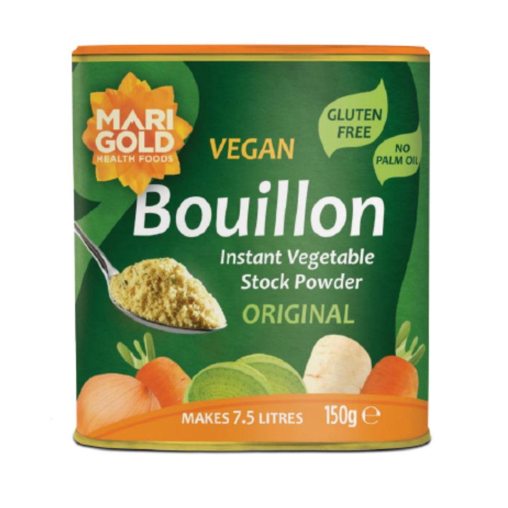 Marigold Vegetable Bouillon Powder, 150g  Instant Vegan Stock powder, Natural Ingredients, No Artificial Additives  Ideal for Soups, Stews & Sauces.