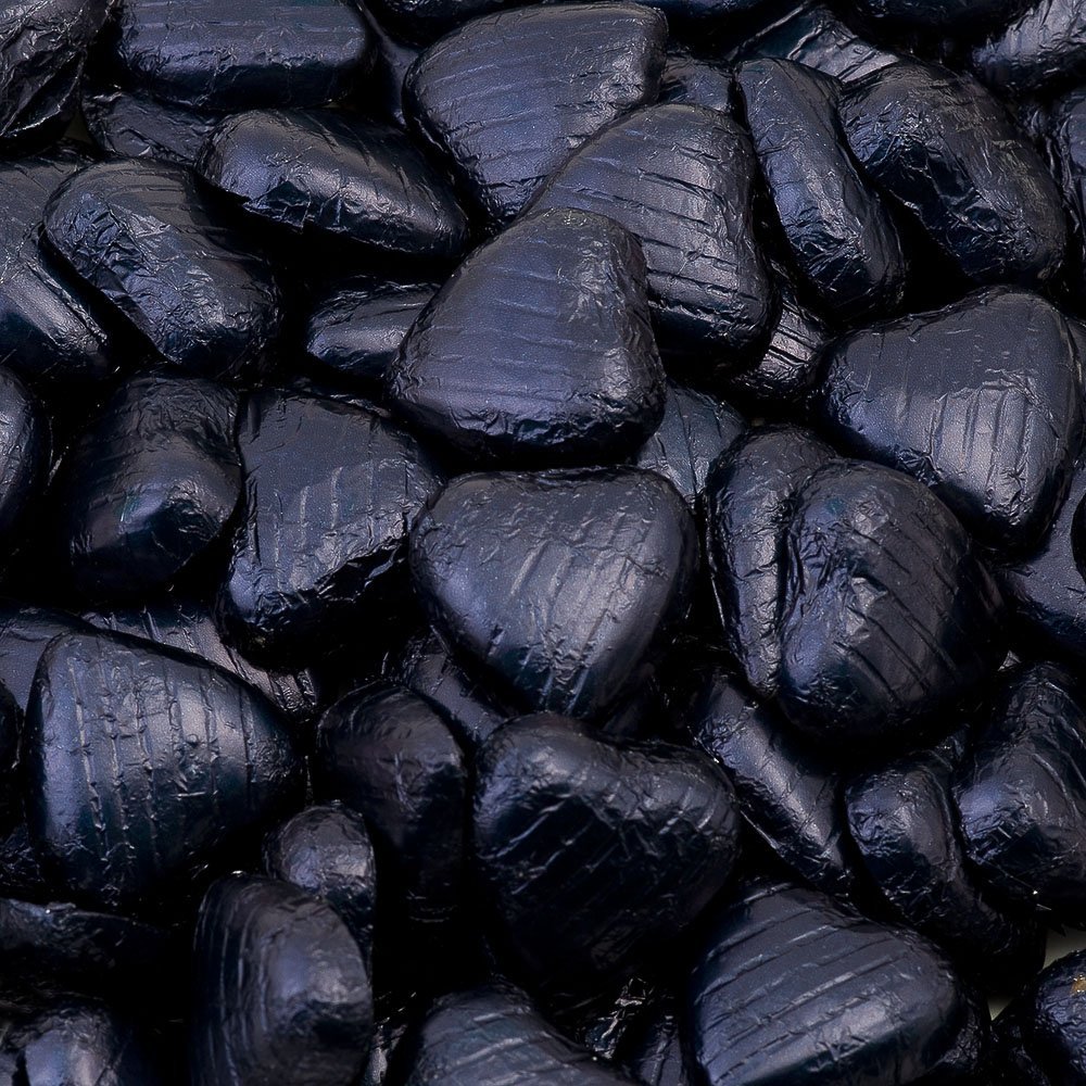 100 Navy Blue Foil Wrapped Milk Chocolate Hearts