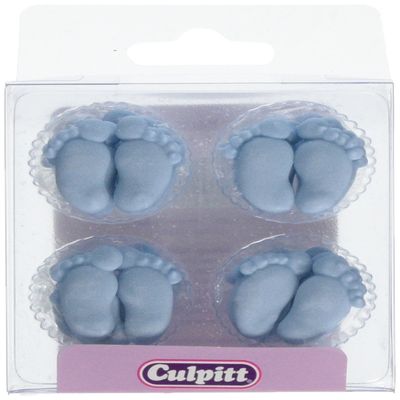 12 BLUE FEET Sugar Cake Decorations (Pipings){Cupcake Toppers}
