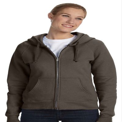 Hanes Ladies' 8 oz., 80/20 Full-Zip Hood>L DARK CHOCOLATE W280