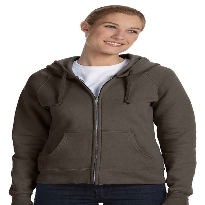 Hanes Ladies' 8 oz., 80/20 Full-Zip Hood>L DARK CHOCOLATE W280