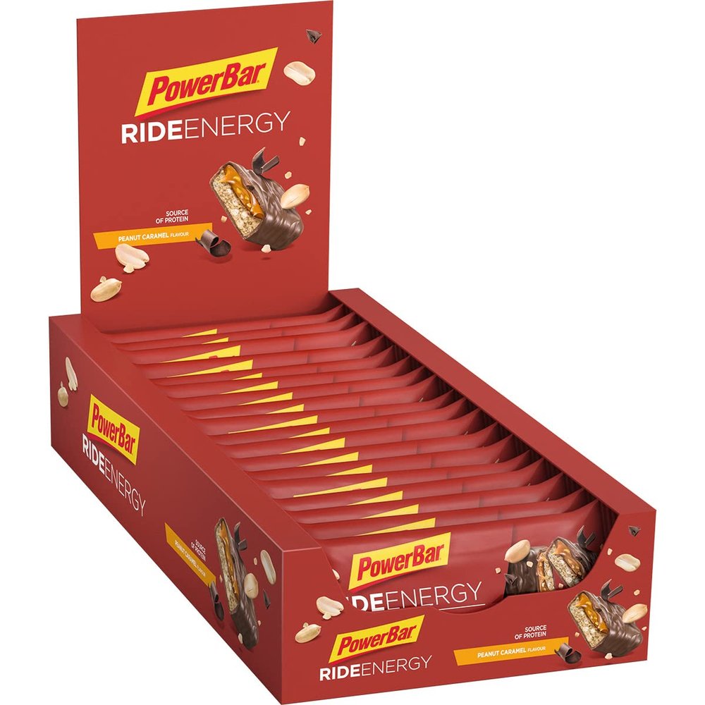 Powerbar - Ride Energy - Peanut Caramel - 18x55g - Carbohydrate Protein Bar - Magnesium - Collagen-free