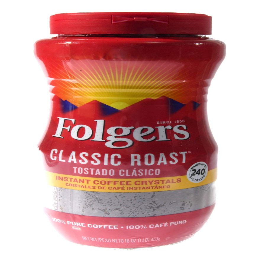 Folgers Instant Coffee Crystals, Classic Roast, 16 Ounce