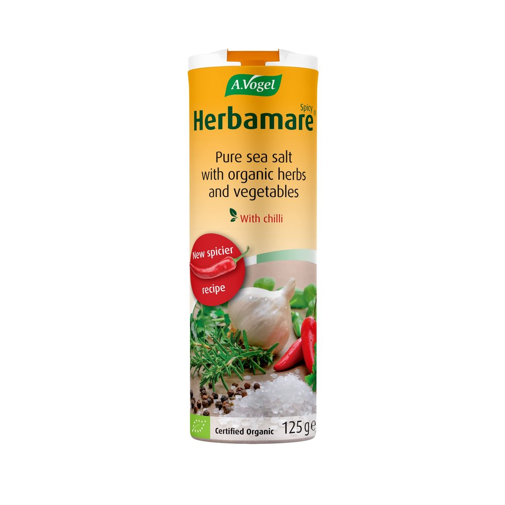 A.Vogel Herbamare Spicy Sea Salt 125g | Unrefined Sea Salt Infused with 16 Organic Herbs, Spices and Vegetables