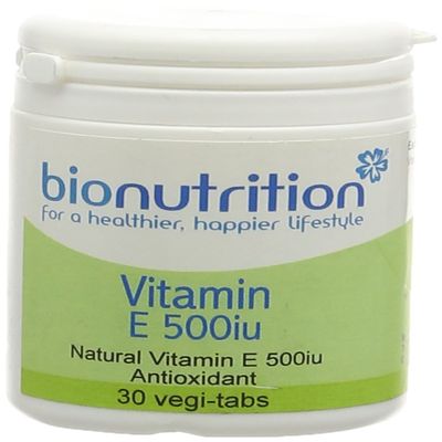 Bio Nutrition Vitamin E 500iu : Antioxidant Vitamin E Supplement : 30 vegi-tabs