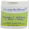 Bio Nutrition Vitamin C 500mg + Zinc 15mg : Antioxidant and Immune Vitamin and Mineral Combination : 125 Vegi Tablets view 1