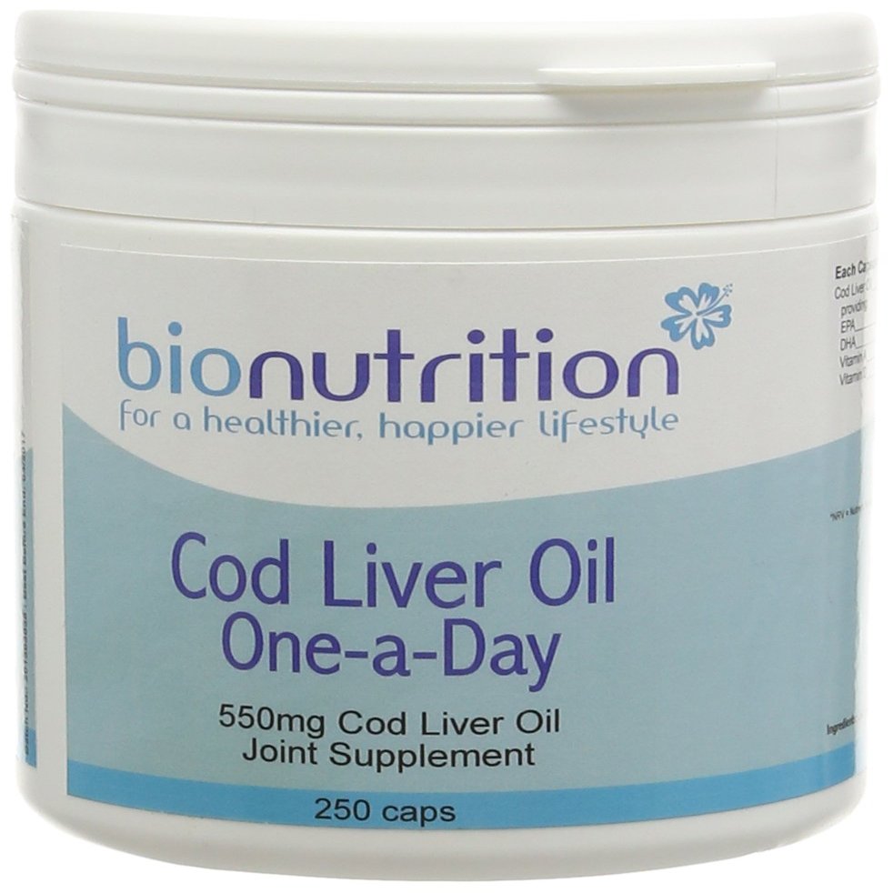 Bio Nutrition Cod Liver Oil 550mg one-a-Day - Joint & Bone Health Supplement - 250 caps