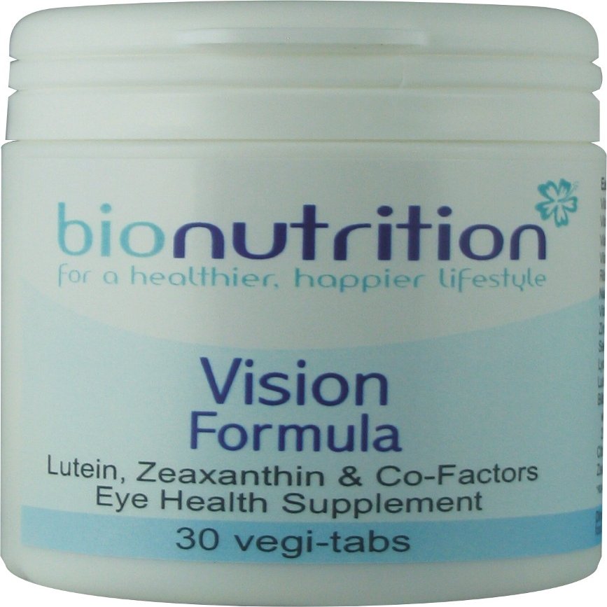 Bio Nutrition Vision Formula : Eye health nutrients : Lutein, Zeaxanthin, Bilberry and Lycopene : 30 vegi-tabs