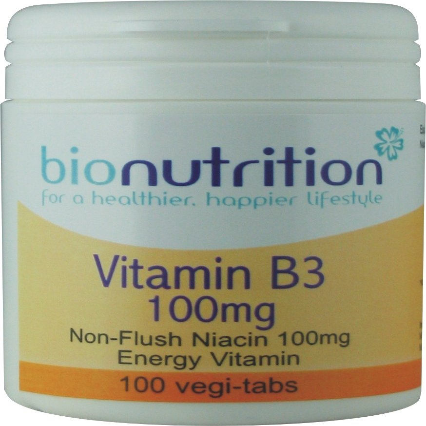 Bio Nutrition Vitamin B3 100mg : Energy and Performance Vitamin : 100 vegi-tabs
