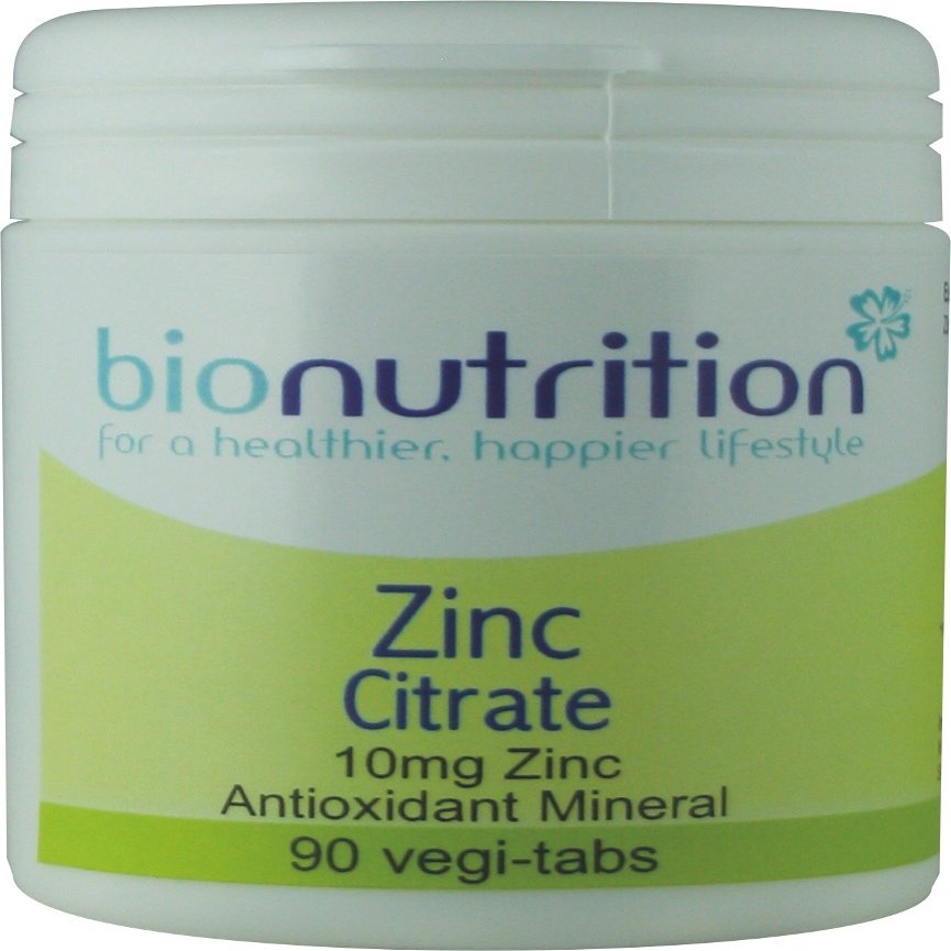 Bio Nutrition Zinc Citrate - 10mg Zinc : Antioxidant Mineral : 90 vegi-tabs
