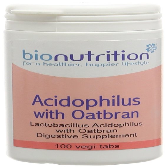 Bio Nutrition Acidophilus with Oatbran : Digestive Health probiotic Supplement : 100 vegi-tabs