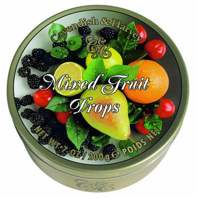Cavendish and Harvey Mixed Fruit Drops in Tin 200 g (Pack of 10)