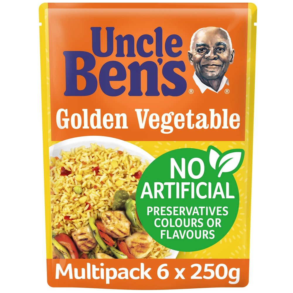 Ben's Original Golden Vegetable Microwave Rice, Bulk Multipack 6 x 250 g pouches
