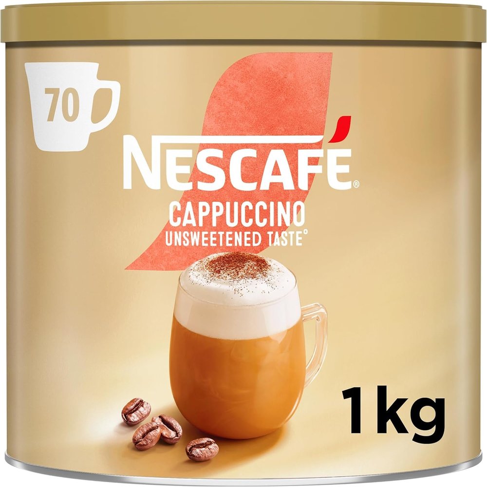 NESCAF Cappuccino Unsweetened Taste Instant Coffee 1kg Tin, Packaging may vary