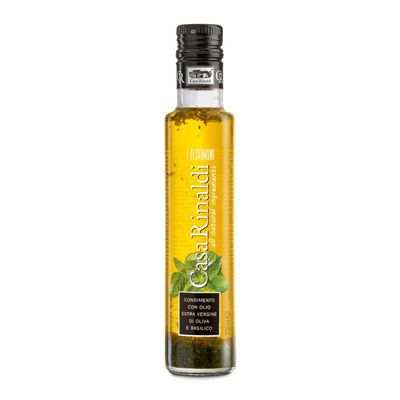 Casa Rinaldi - Food Seasoning "I Testimoni" with Extra Virgin Olive Oil and Basil, Fresh and Aromatic Flavor, 250ml Bottle