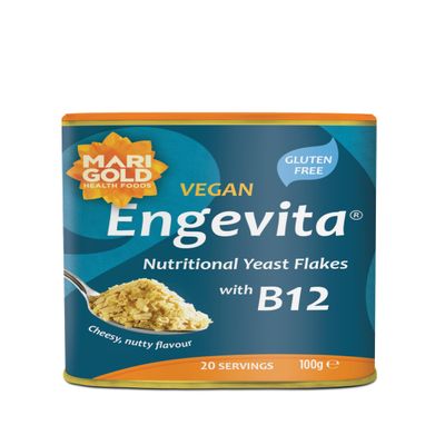 Marigold Vegan Engevita Nutritional Yeast Flakes with Vitamin B12, 100g